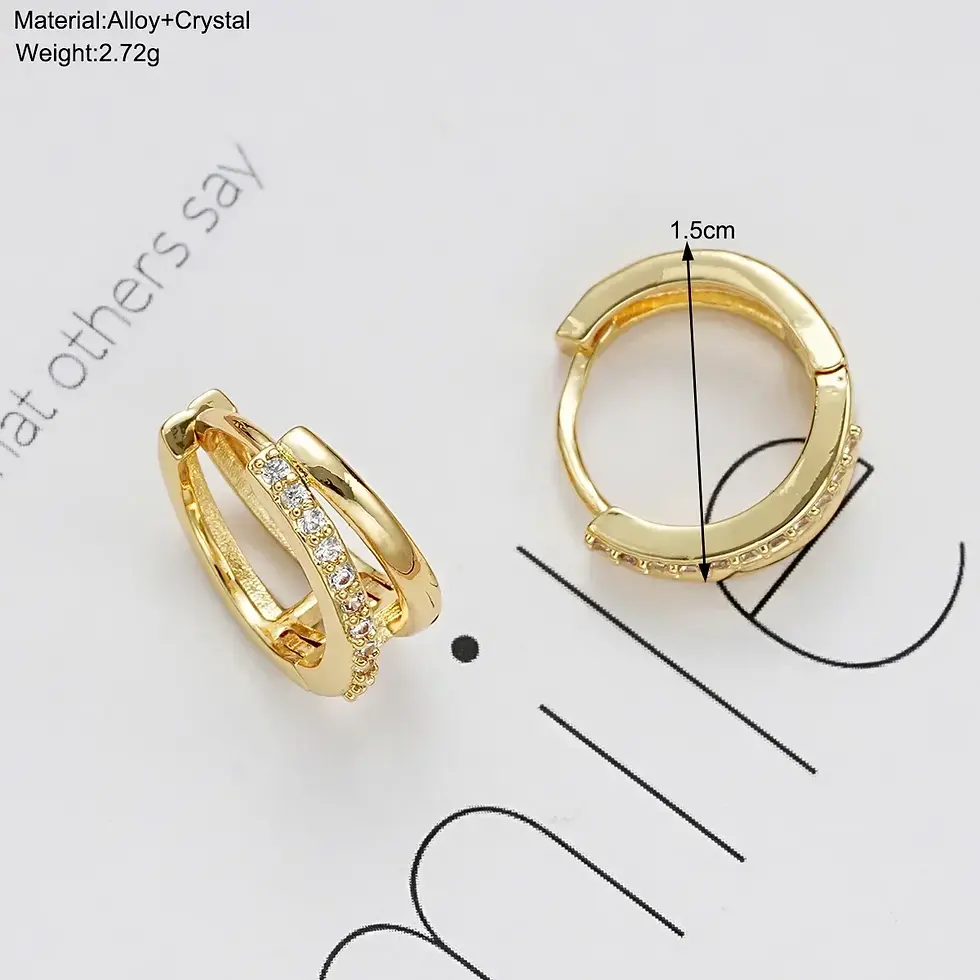 Thumbnail: Stainless Steel Gold Color Circle Hoop Earrings for Women Simple Cubic Zircon Do