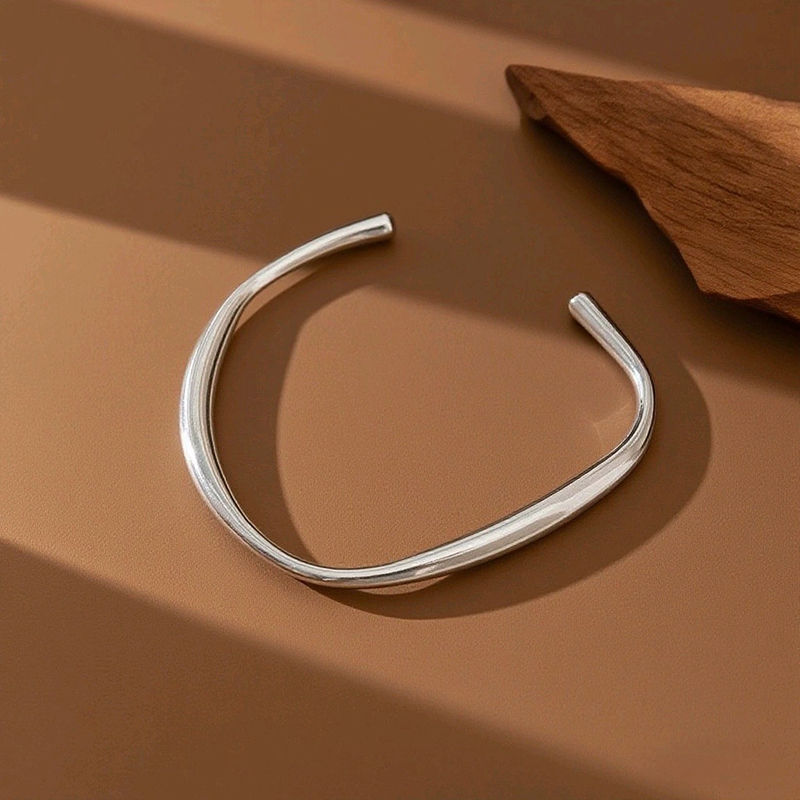 Thumbnail: Stainless Steel Wrist Bracelet Metal Smooth Bangle for Women Gold Color Minimali