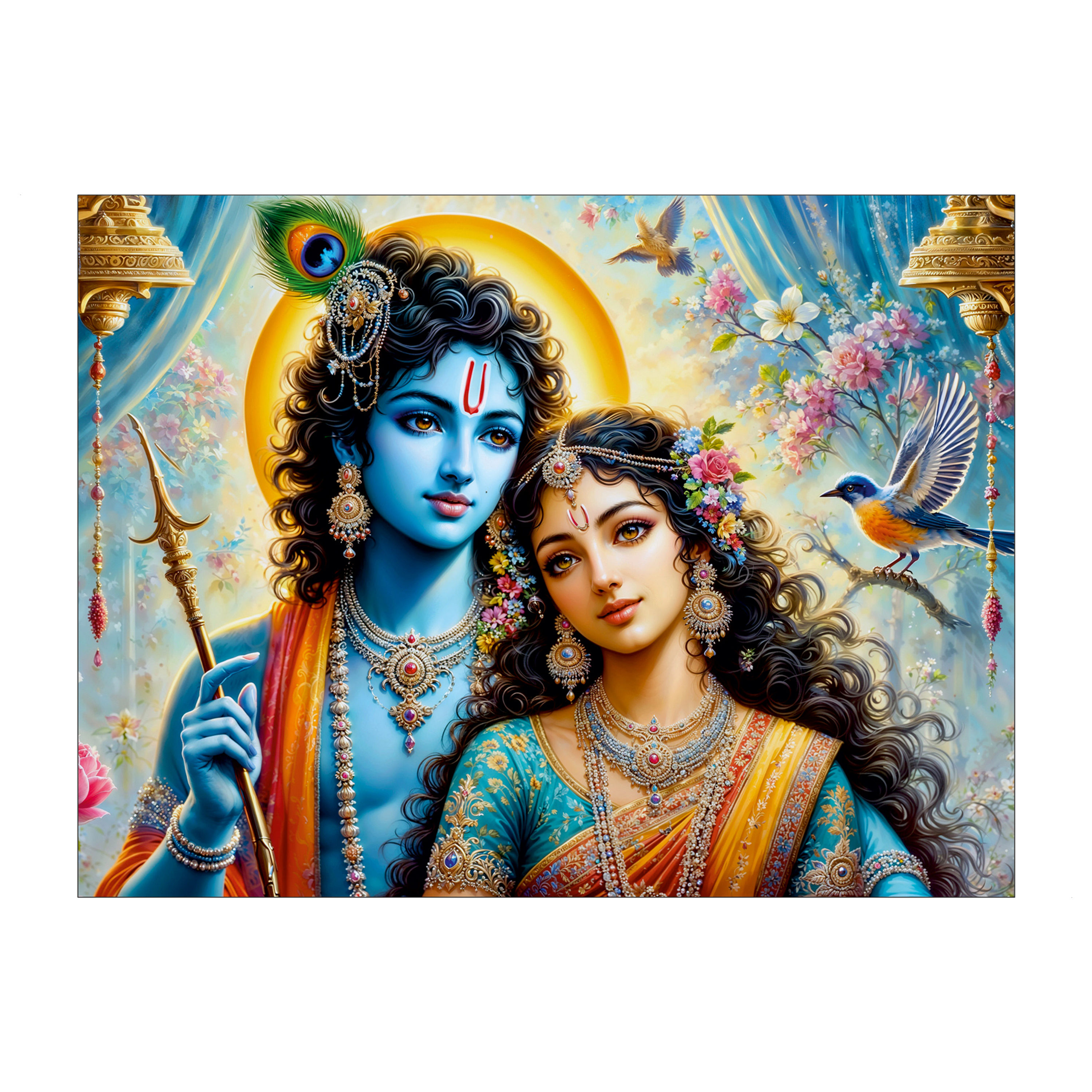 Nimboli Frames - Radha Krishna Spiritual Wall Frame - 0002