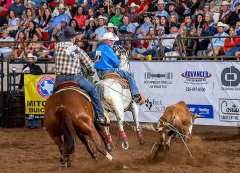 Schmidt & Woodfin knocked their Short Round steer down in 5.4 seconds to secure the San Angelo championship
