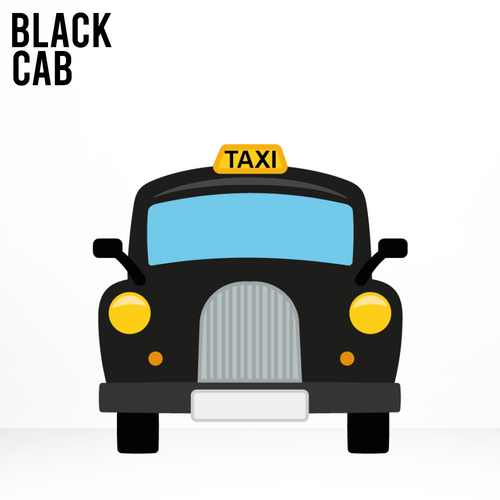Black Cab Cardboard Cut Out, London Taxi Cardboard Kustomz