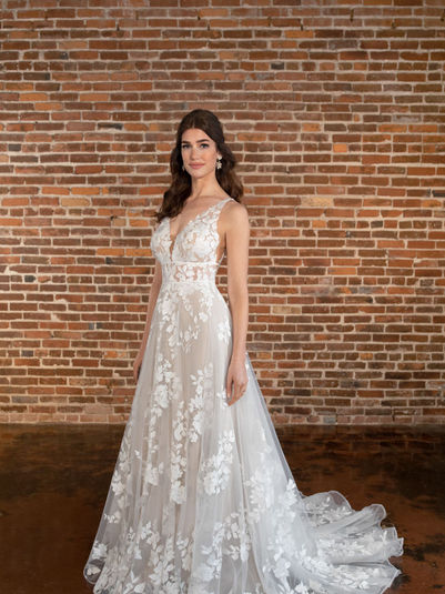 lace a-line wedding dress on sale at Rebecca's