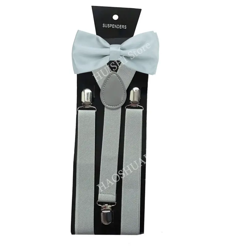 Thumbnail: Suspenders Man Bowtie Solid Color Elastic PU Leather Suspenders for Man Belt