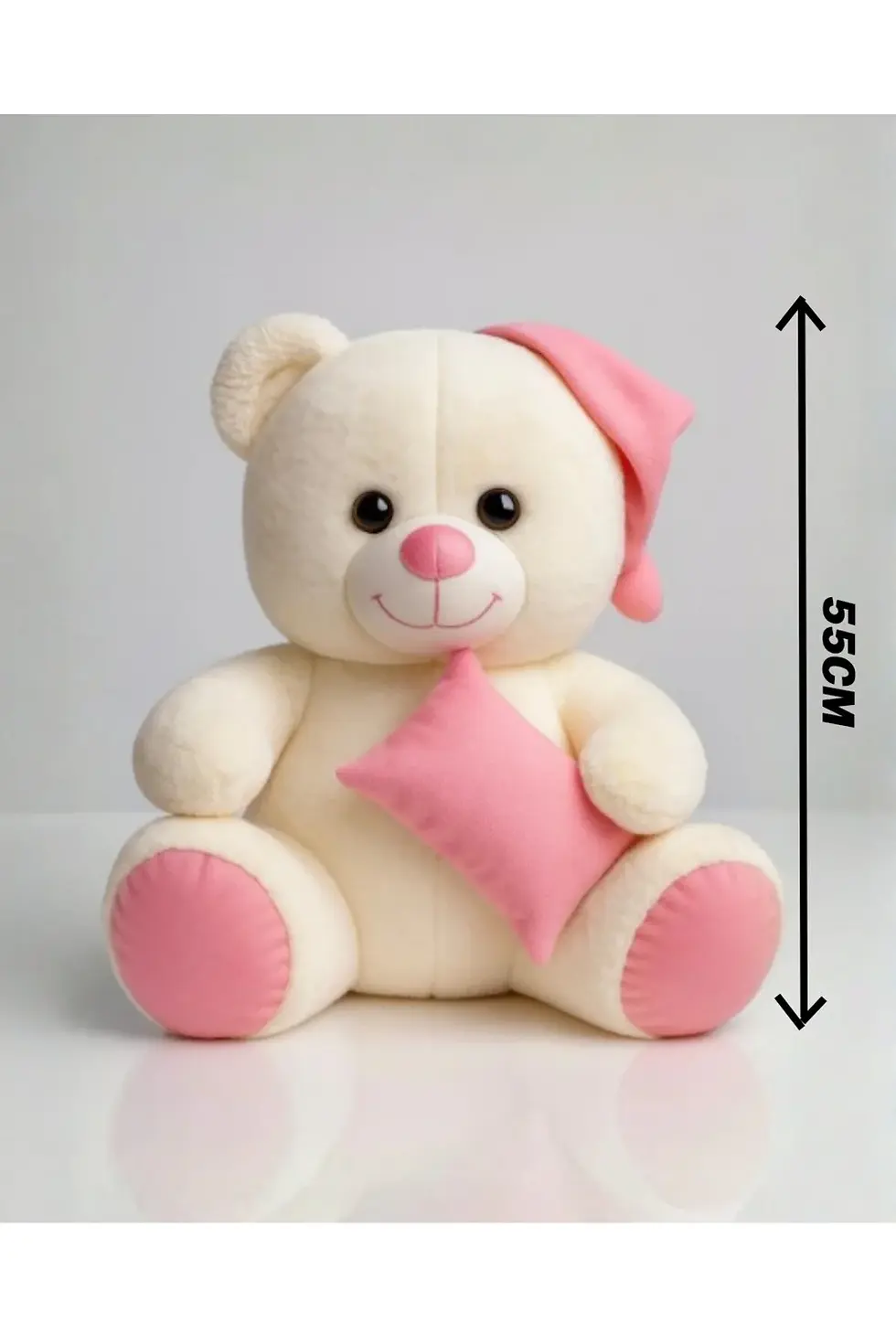 Küçük resim: Ayıcık Şapkalı Yastıklı 55 cm - Yumuşak & Sevimli