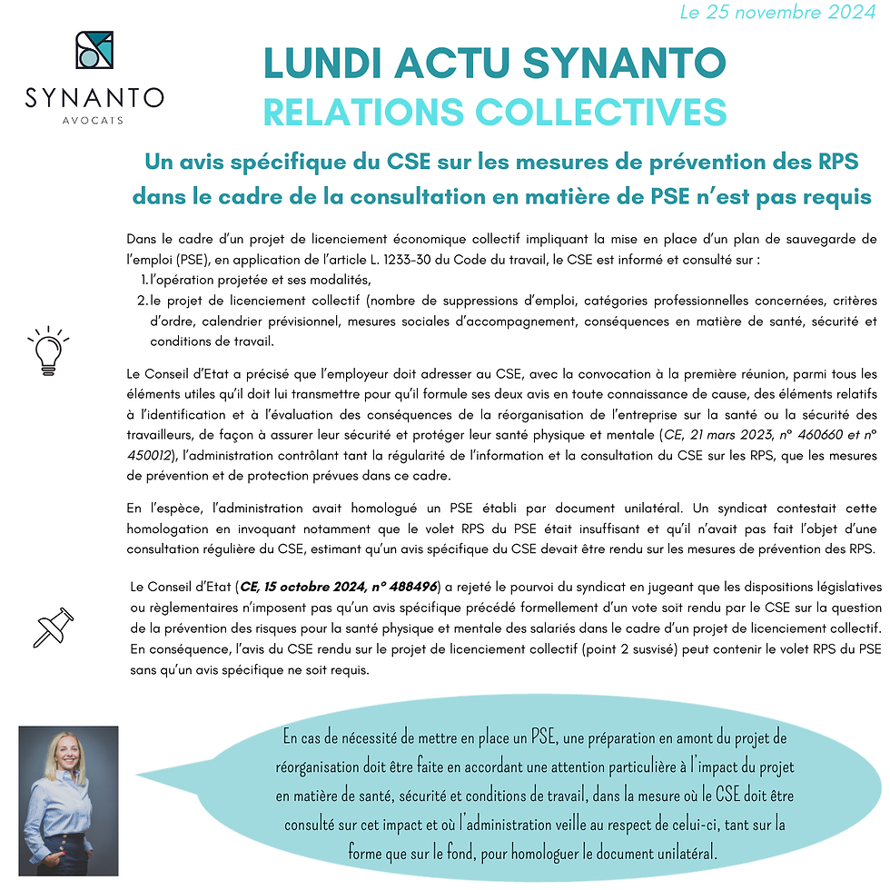 Lundi actu Synanto - relations collectives - 25 novembre 2024