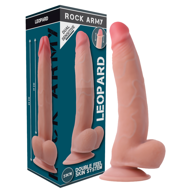 Thumbnail: ROCKARMY - ARNÉS + DUAL DENSITY LEOPARD DILDO REALISTA 23 CM -O- 4.77 CM