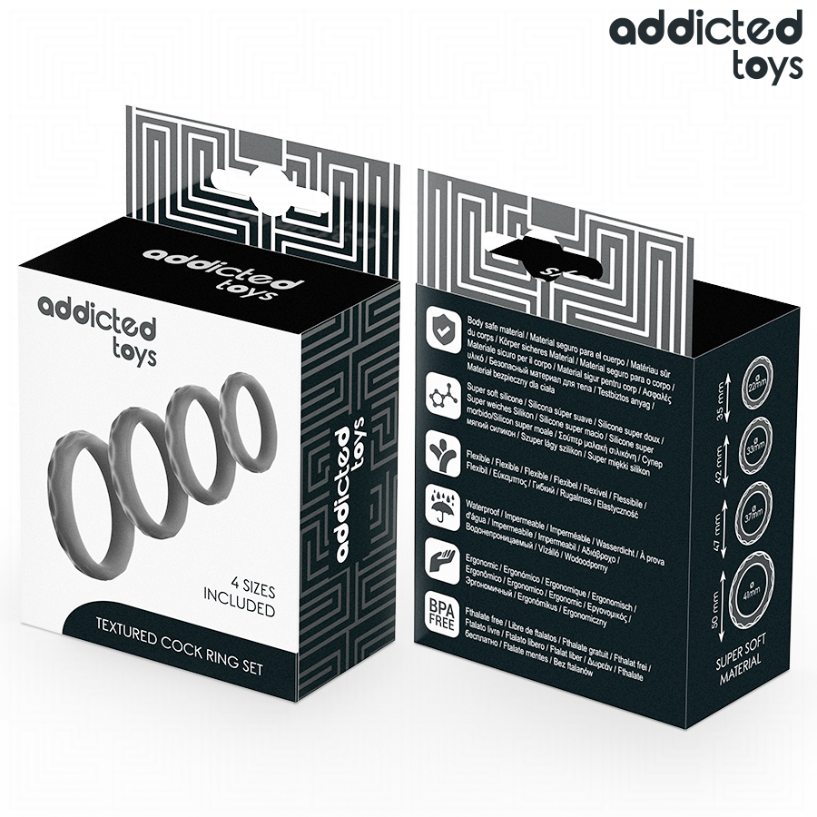 Thumbnail: ADDICTED TOYS - SET ANILLOS PENE TEXTURIZADOS 4 TAMAÑOS