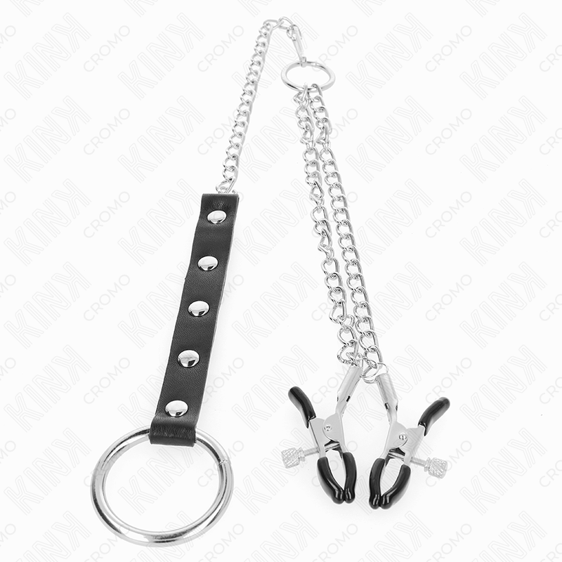 Thumbnail: KINK - ANILLO PENE METAL CON CADENA Y PINZAS PARA PEZONES AJUSTABLE