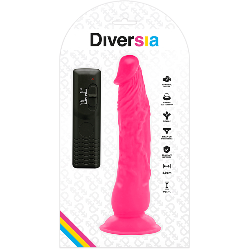 Thumbnail: DIVERSIA - DILDO REALÍSTICO FLEXIBLE CON VIBRACIÓN ROSA 21 CM -O- 4.9 CM