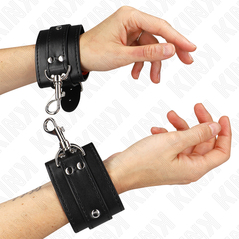 KINK - MUÑEQUERAS ESTILO MAZMORRA CON CERRADURA NEGRO AJUSTABLE 21-28 CM X 5....