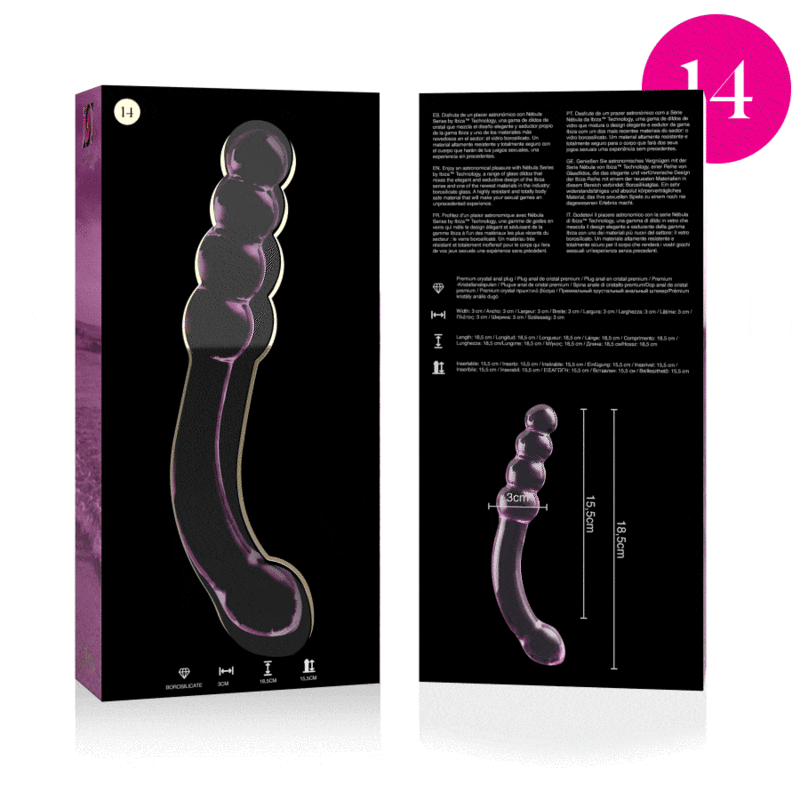 Thumbnail: NEBULA SERIES BY IBIZA - MODELO 14 DILDO CRISTAL ROSA 18.5 CM -O- 3 CM
