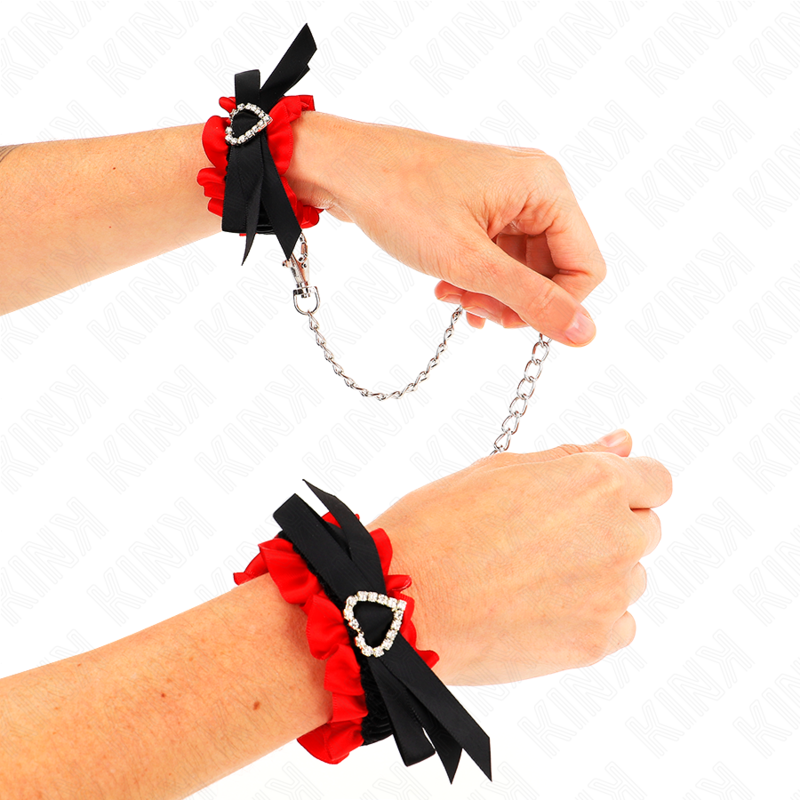 Thumbnail: KINK - MUÑEQUERAS ELÁSTICAS DE ENCAJE CON DETALLE CORAZÓN ROJO AJUSTABLE 22-3...