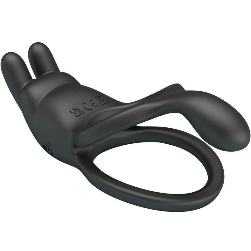 Thumbnail: PRETTY LOVE - SETH DOBLE ANILLO VIBRADOR RABBIT 7 VIBRACIONES NEGRO