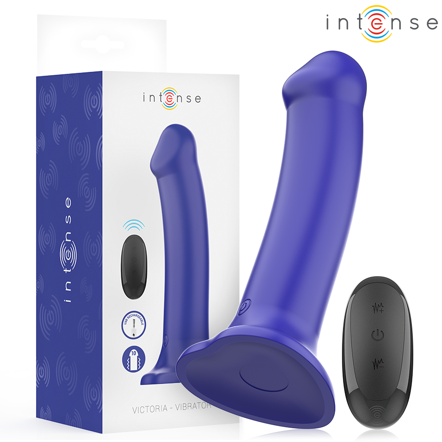 INTENSE - VICTORIA VIBRADOR CON VENTOSA 10 VIBRACIONES AZUL OSCURO CONTROL RE...
