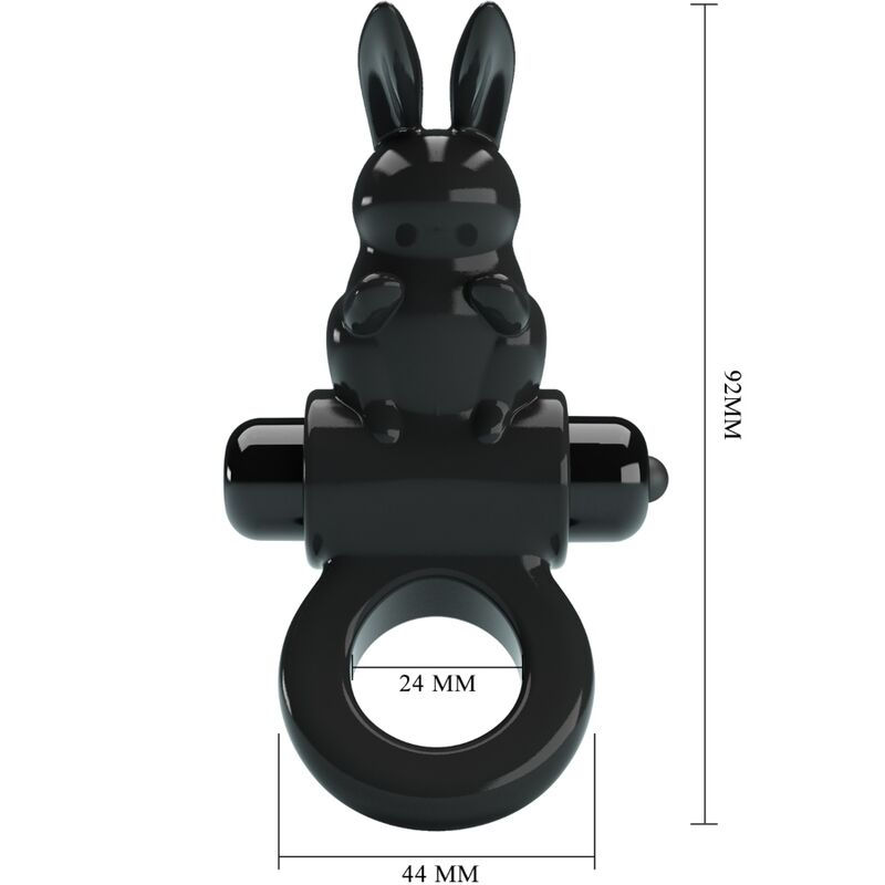 Thumbnail: PRETTY LOVE - EXCITING RING ANILLO VIBRADOR RABBIT 10 VIBRACIONES NEGRO