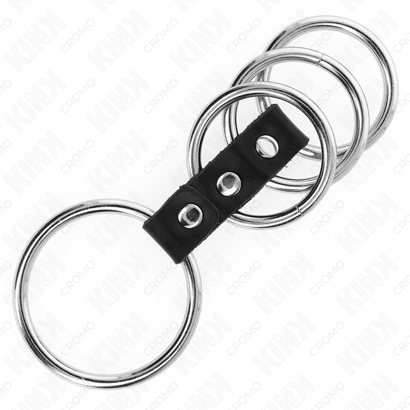 Thumbnail: KINK - 4 ANILLOS PENE METAL 3.7 CM A 5 CM CONECTADOS POR CUERO