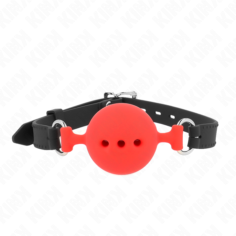 KINK - MORDAZA 55 x 2 CM DE BOLA 5 CM DE SILICONA COMPLETA TALLA L ROJO AJUST...