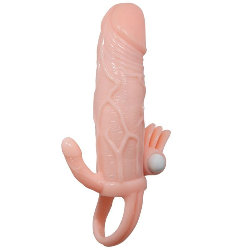 Thumbnail: BAILE - BRAVE MAN FUNDA PENE ANAL Y CLITORIS VIBRADOR 16.5 CM NATURAL