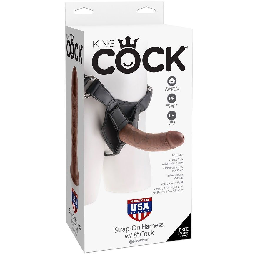 Thumbnail: KING COCK - HARNESS CON PENE REALÍSTICO MARRÓN 20.3 CM