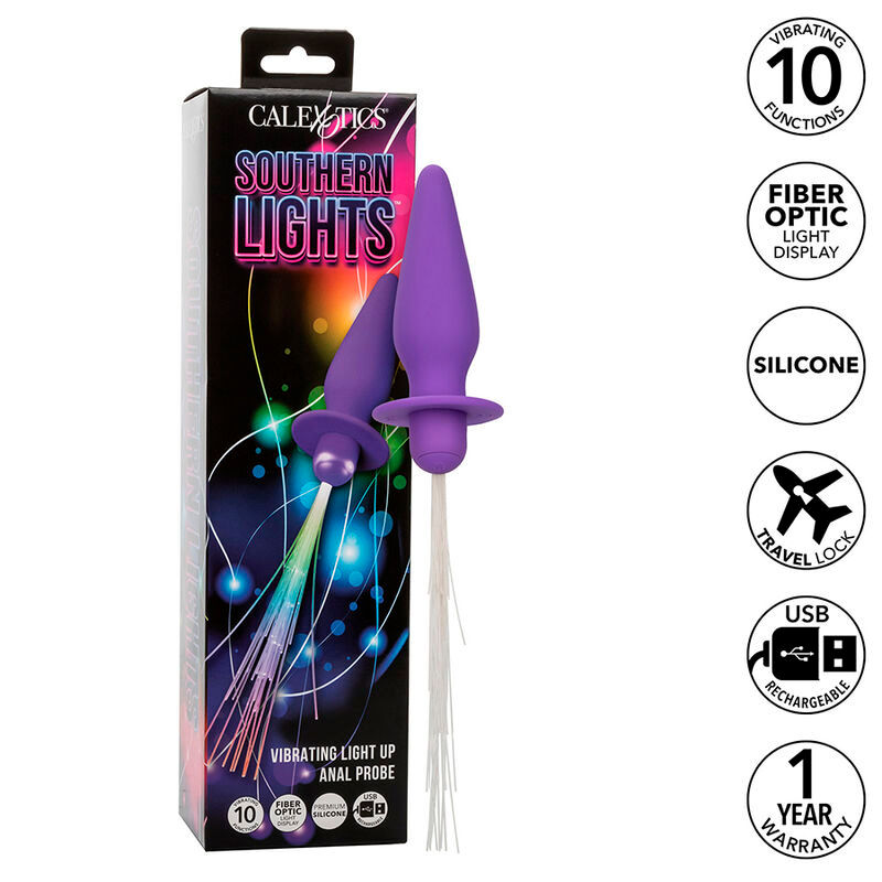 CALEXOTICS - SOUTHERN LIGHTS LIGHT UP PLUG ANAL CON LUCES 10 VIBRACIONES SILI...
