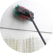 Cladding cleaning using a water fed pole reach and wash system