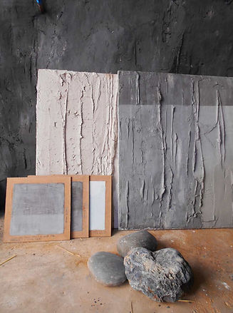 Echantillons LaCaro - enduits écologiques  - design mural - sculpture - terre, plâtre, chaux