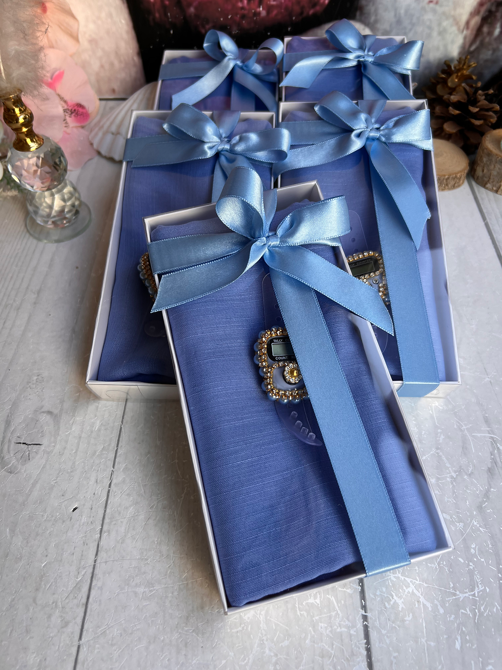 Küçük resim: Keten Başörtü Taşlı Zikirmatik - Mevlid Hediyelik 10'lu Set