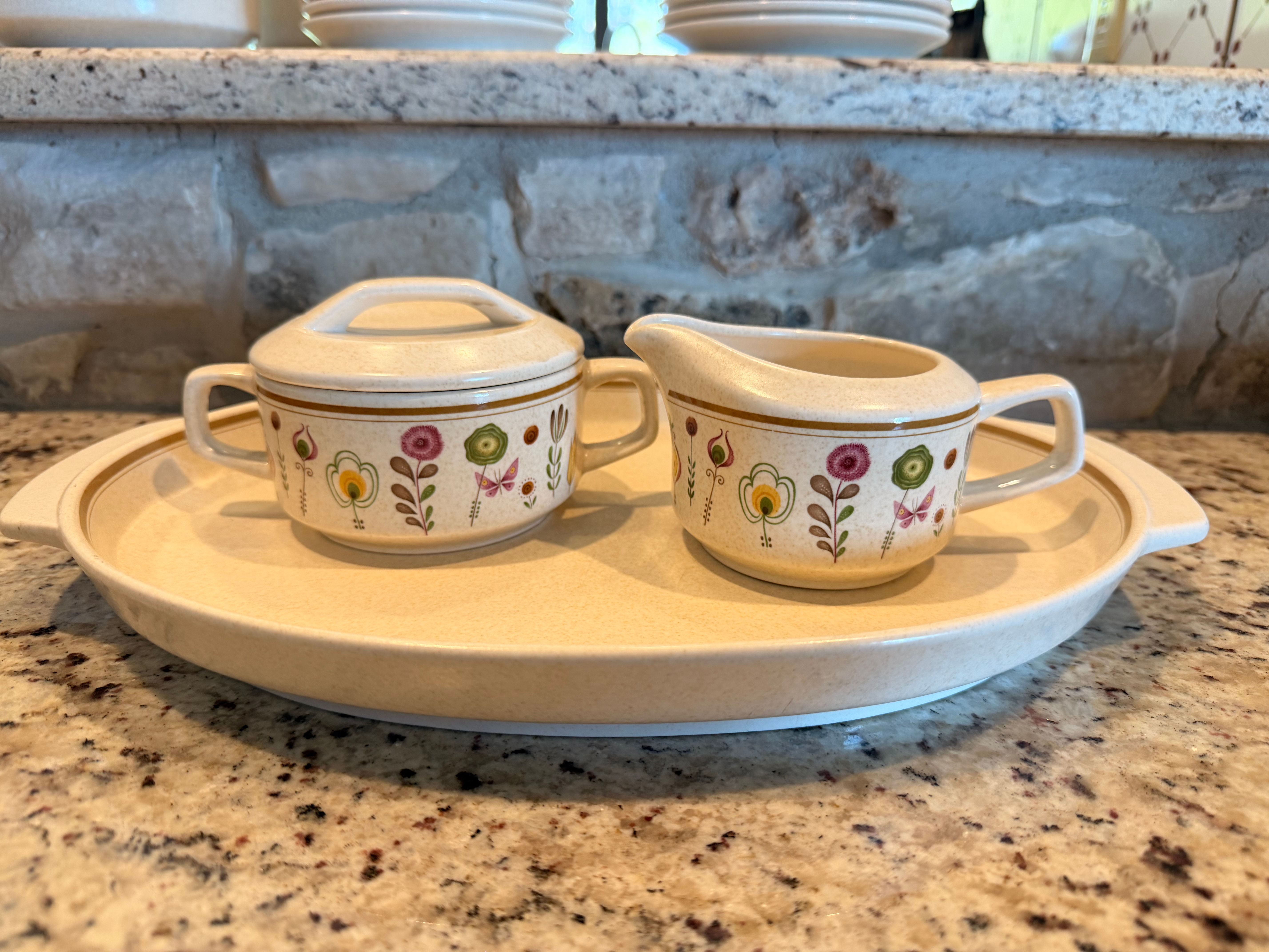 Vintage Temperware “Sprite” Platter, Sugar Bowl, Creamer (Set of 3)