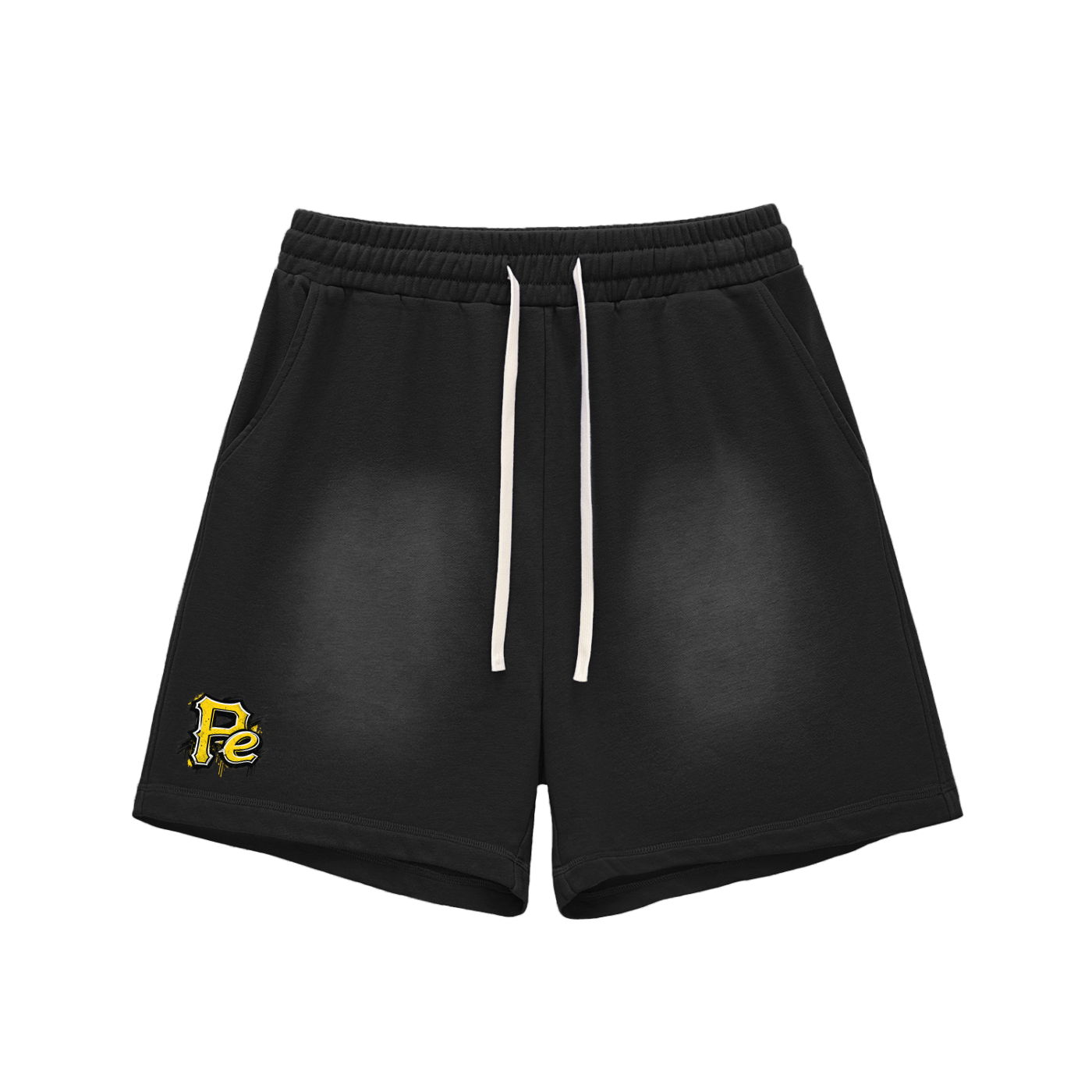 "PE PIT Graffiti" Raw Edge Cotton Shorts