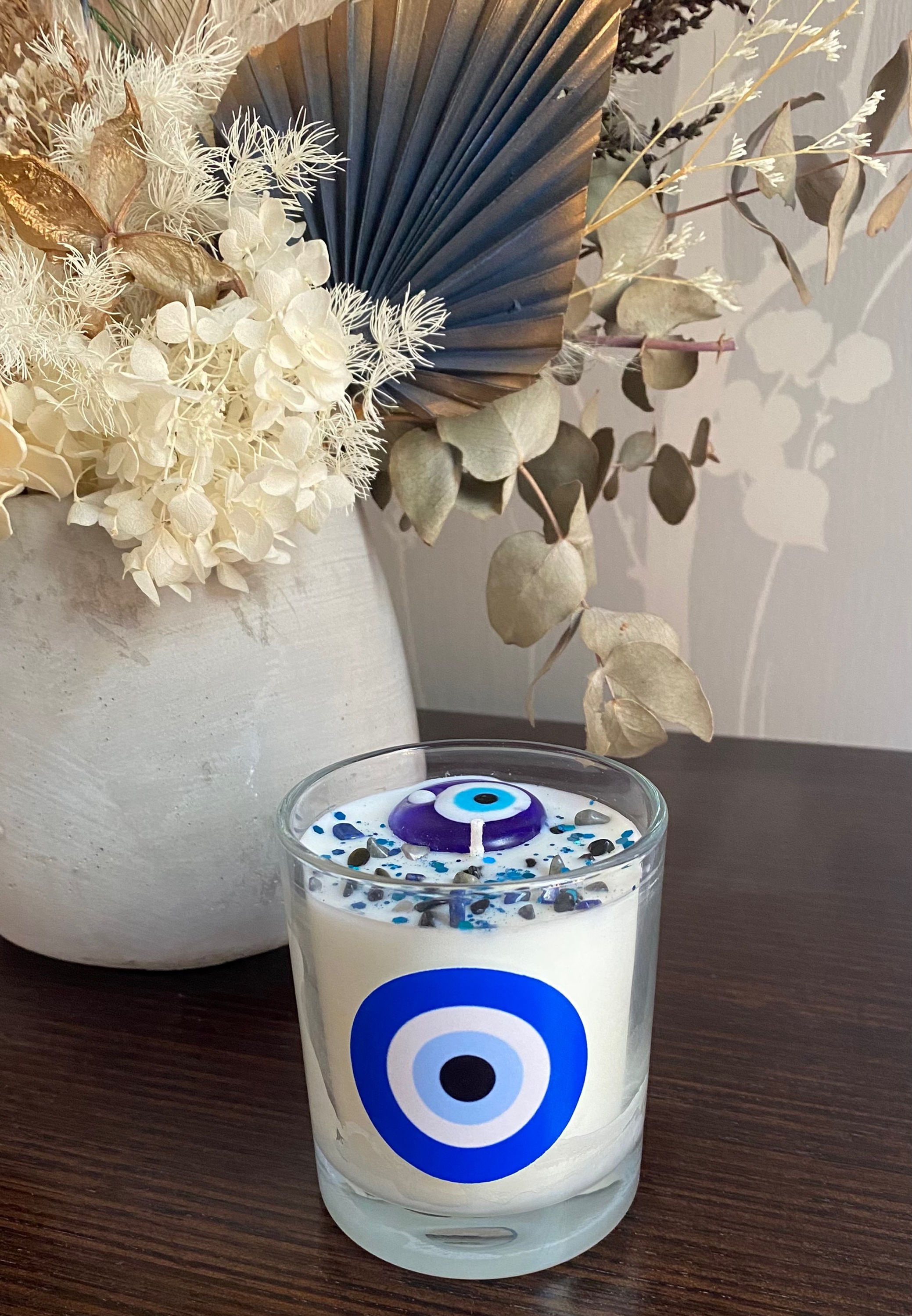 Candle with Eye and crystals 
