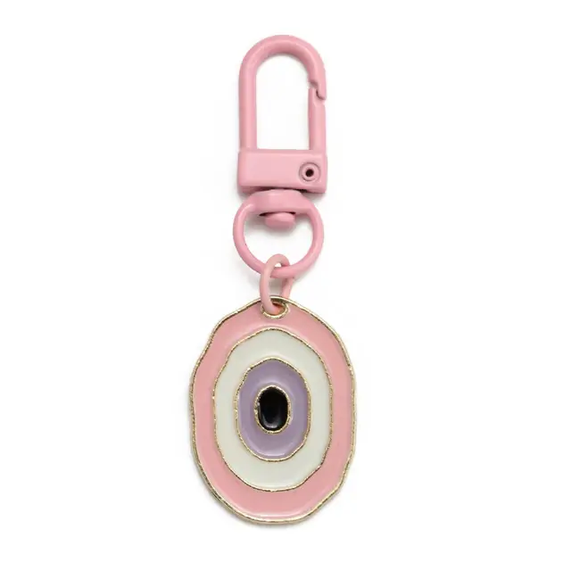 Pink Oval Eye Key Ring