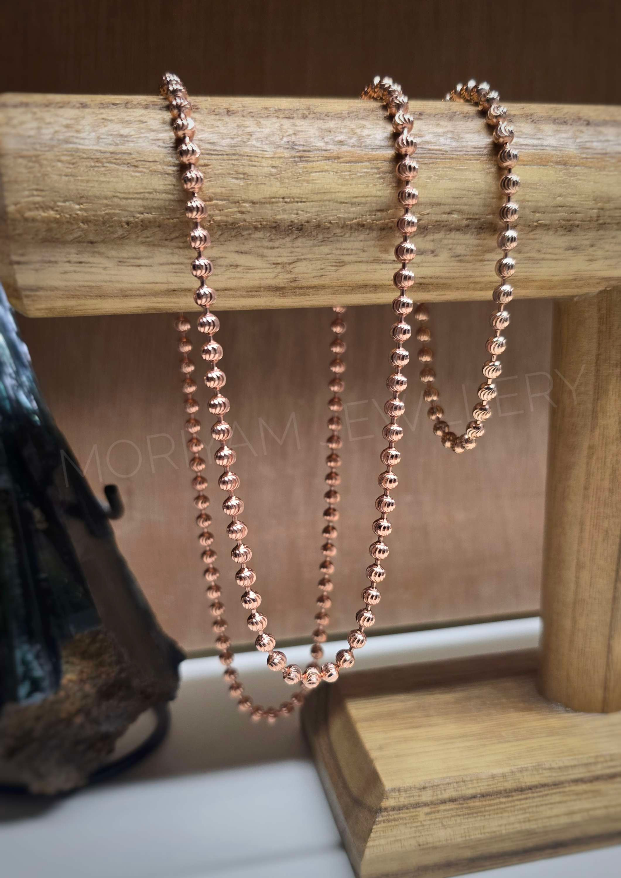 סט שרשרת וצמיד כדורים חיתוך יהלום 4 מ"מ