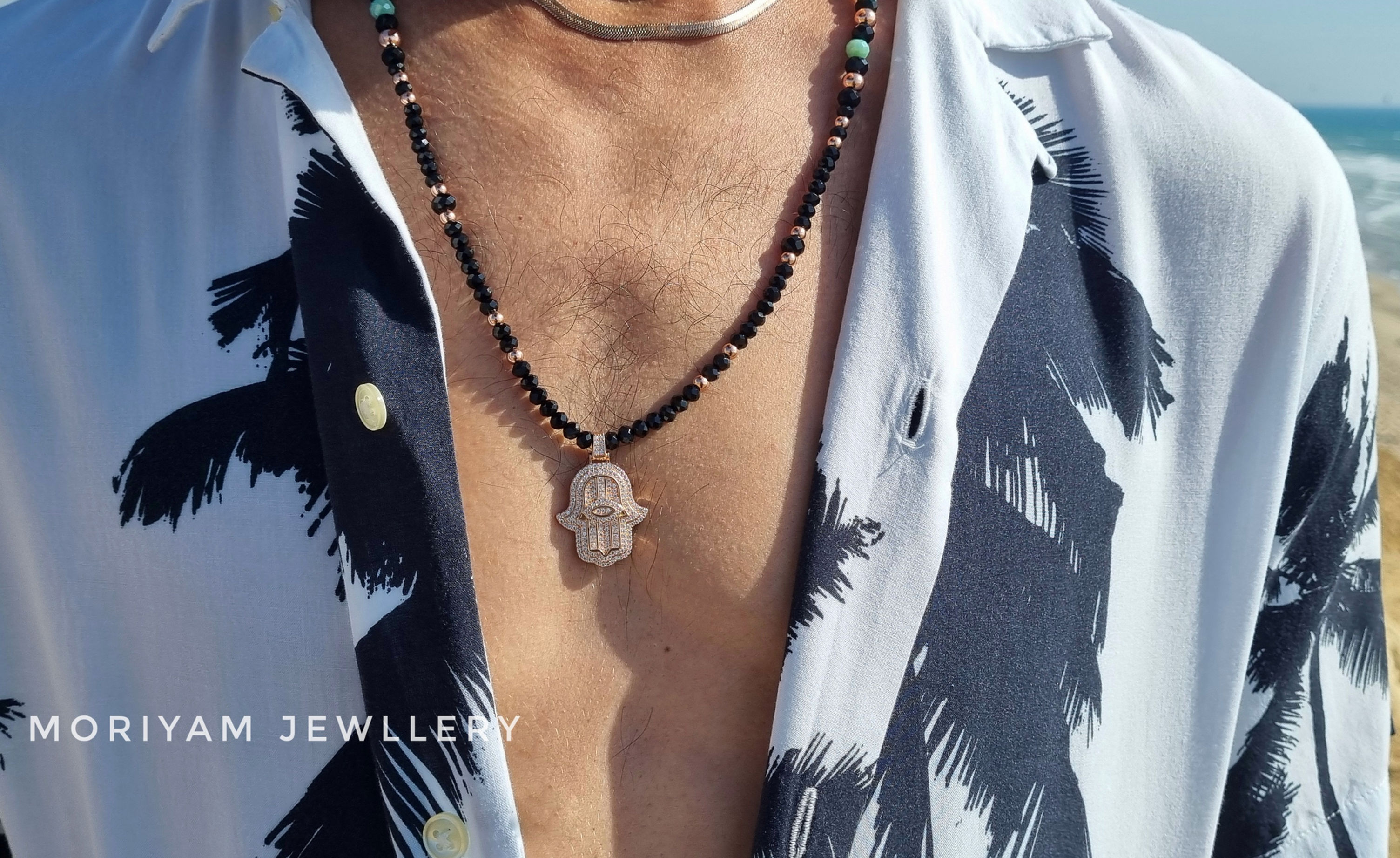 שרשרת חמסה רוזגולד קריסטלים 