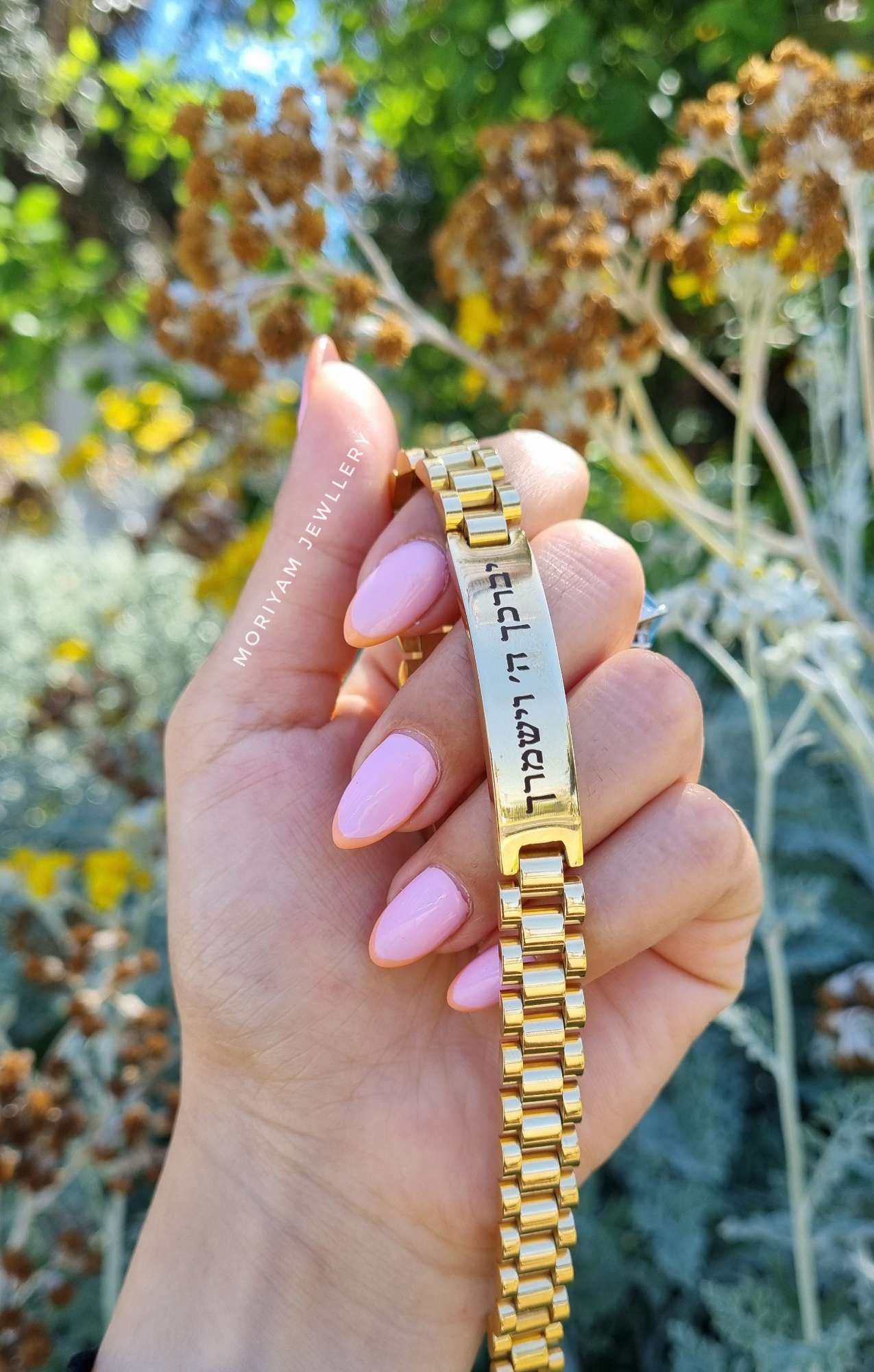 צמיד זהב בחריטה חיצונית+פנימית