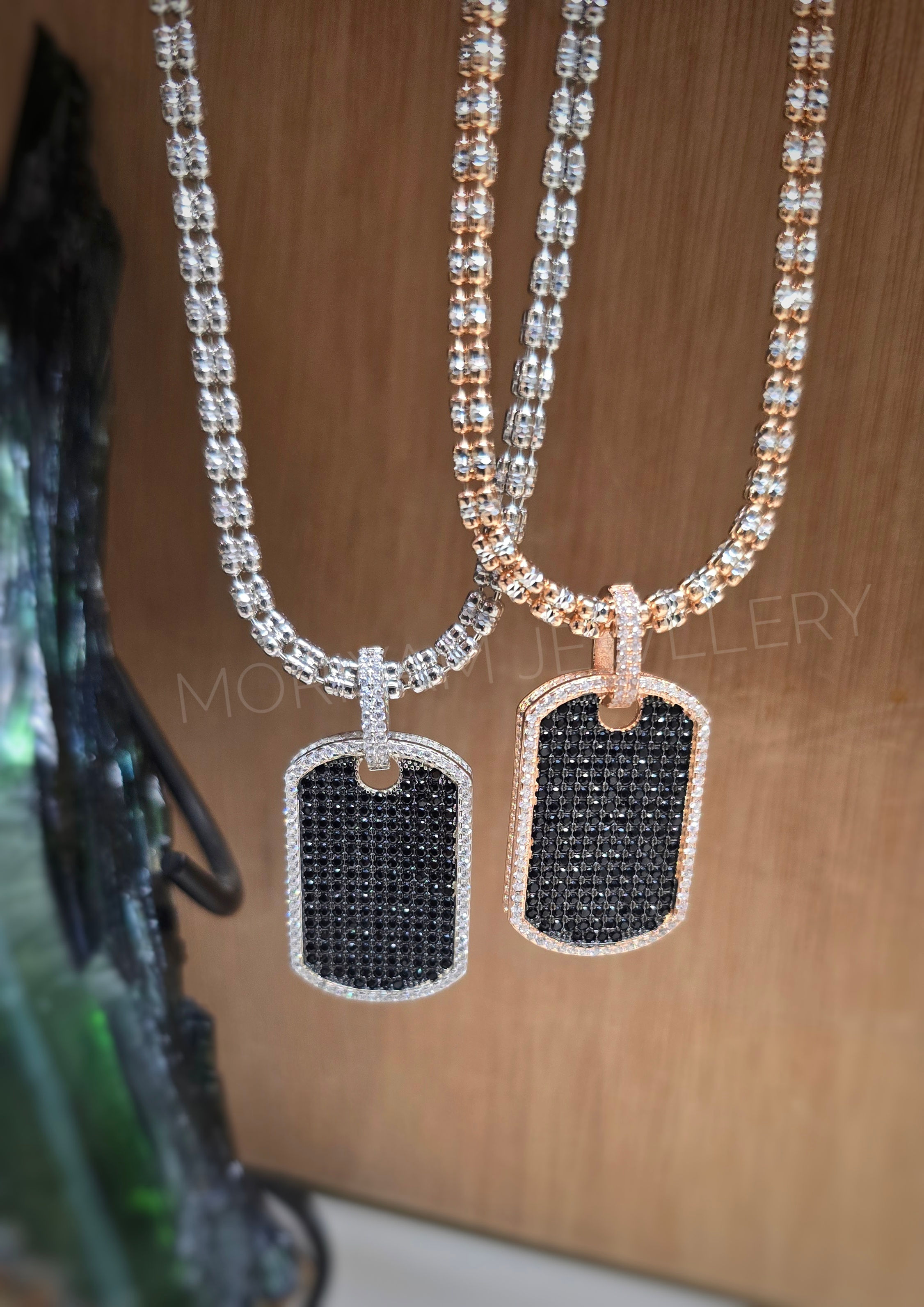 שרשרת אייס חיתוך יהלום ותליון פלטה משובץ