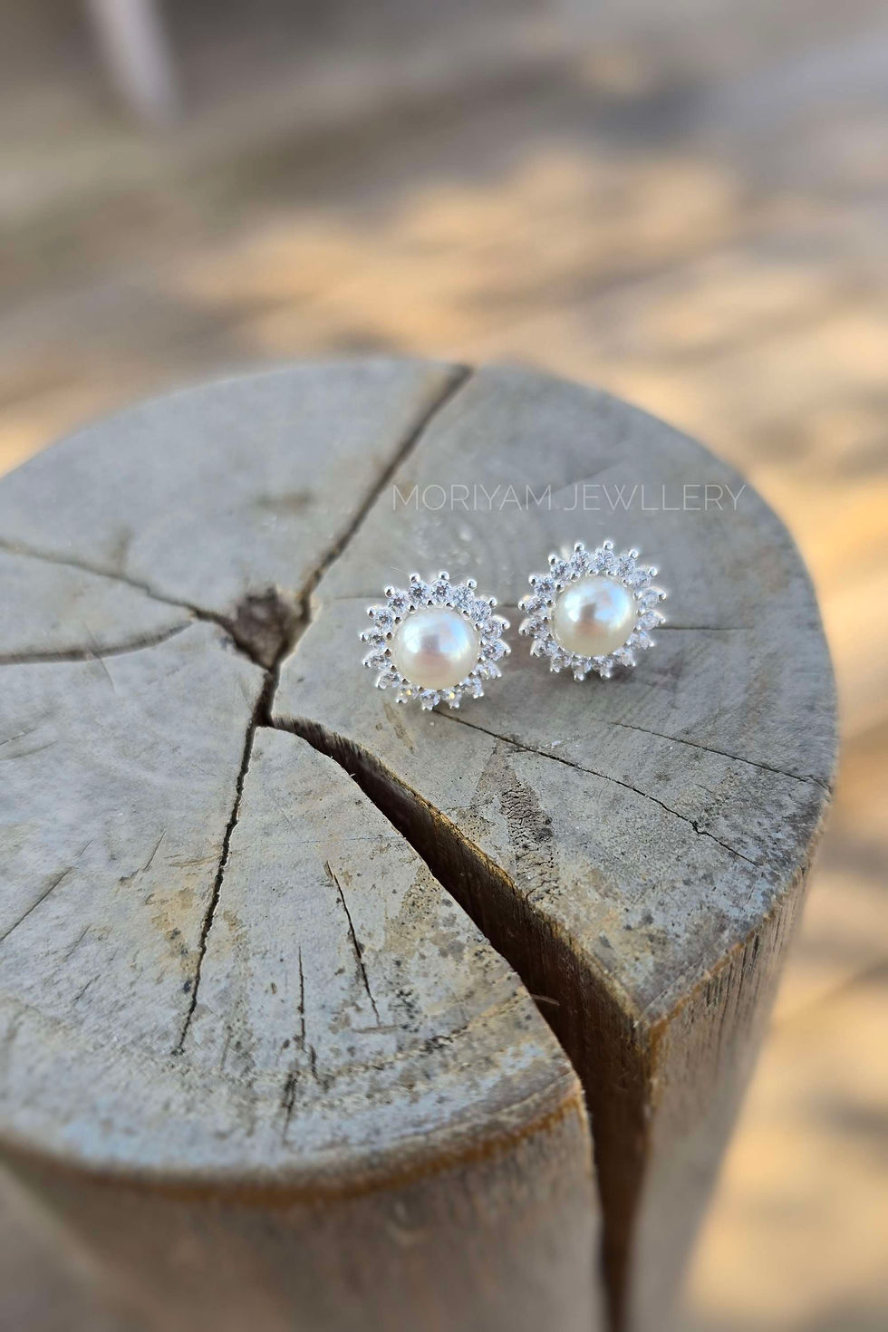 תמונה ממוזערת:  סט שרשרת ועגילים  פנינה זרקונים פרח 