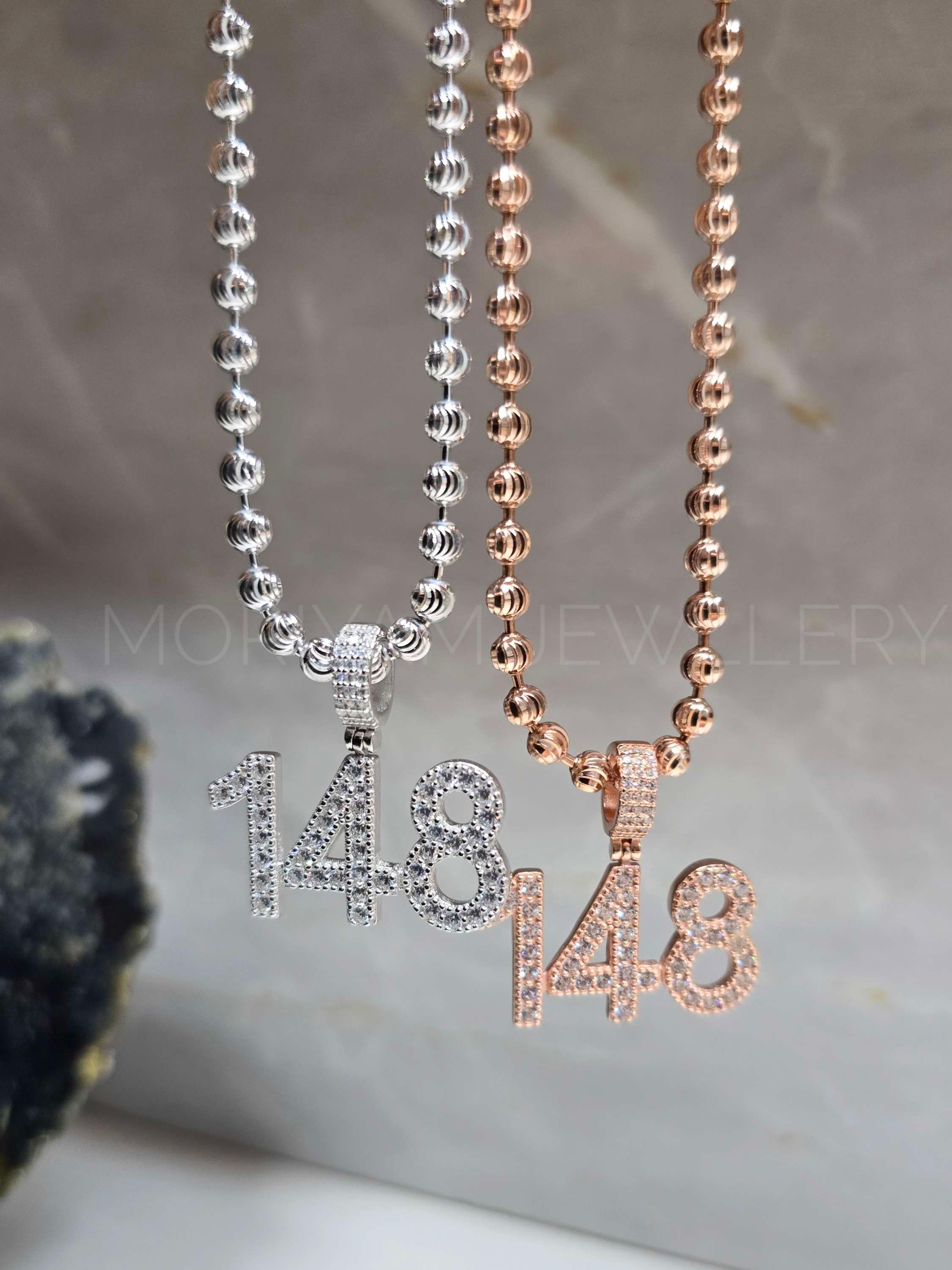 שרשרת כדורים חיתוך יהלום ותליון 148 רבי נחמן