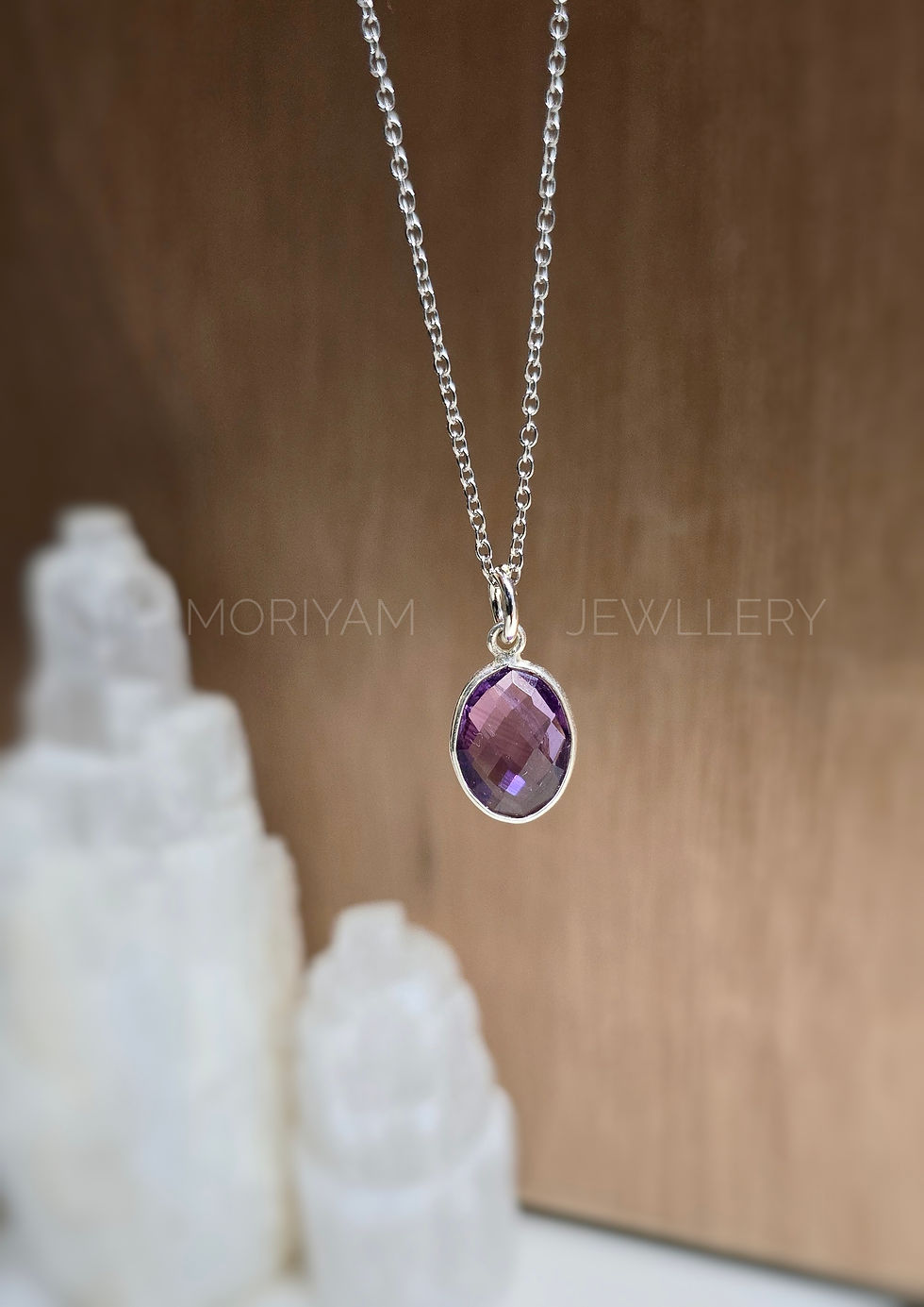 שרשרת אבן אמטיסט - אבן לחיבור רוחני, מחזקת אינטואיציה,ורוגע
