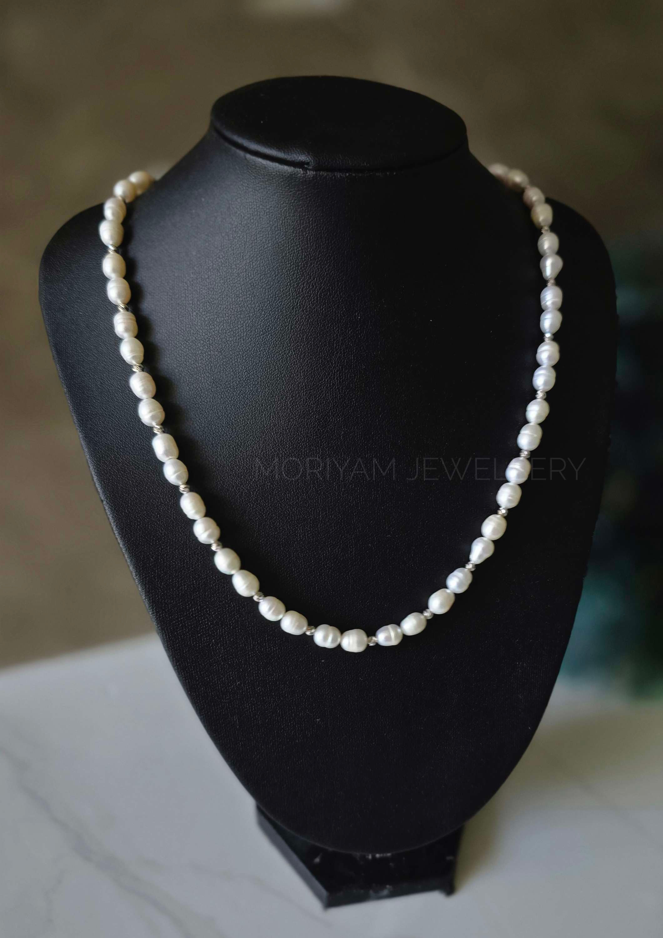 שרשרת פנינים וכדורים חיתוך יהלום