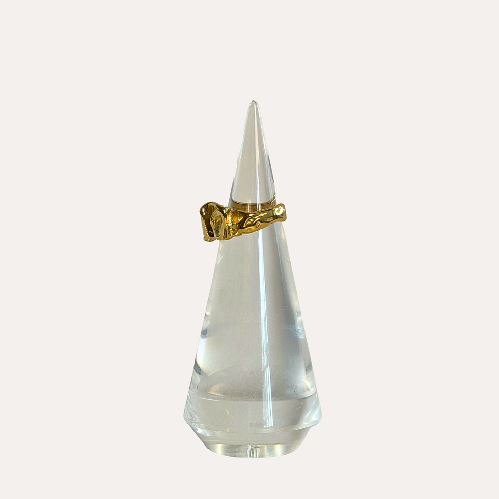 Thumbnail: Irregular Lava Ring Stainless Steel 18K Gold Plated Wrinkle Texture Minimalist A