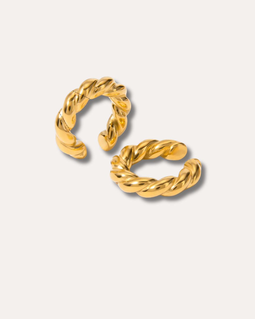 Stainless Steel Ear Cuffs Gold Plated Waterproof Hypoallergenic Chunky Twisted
