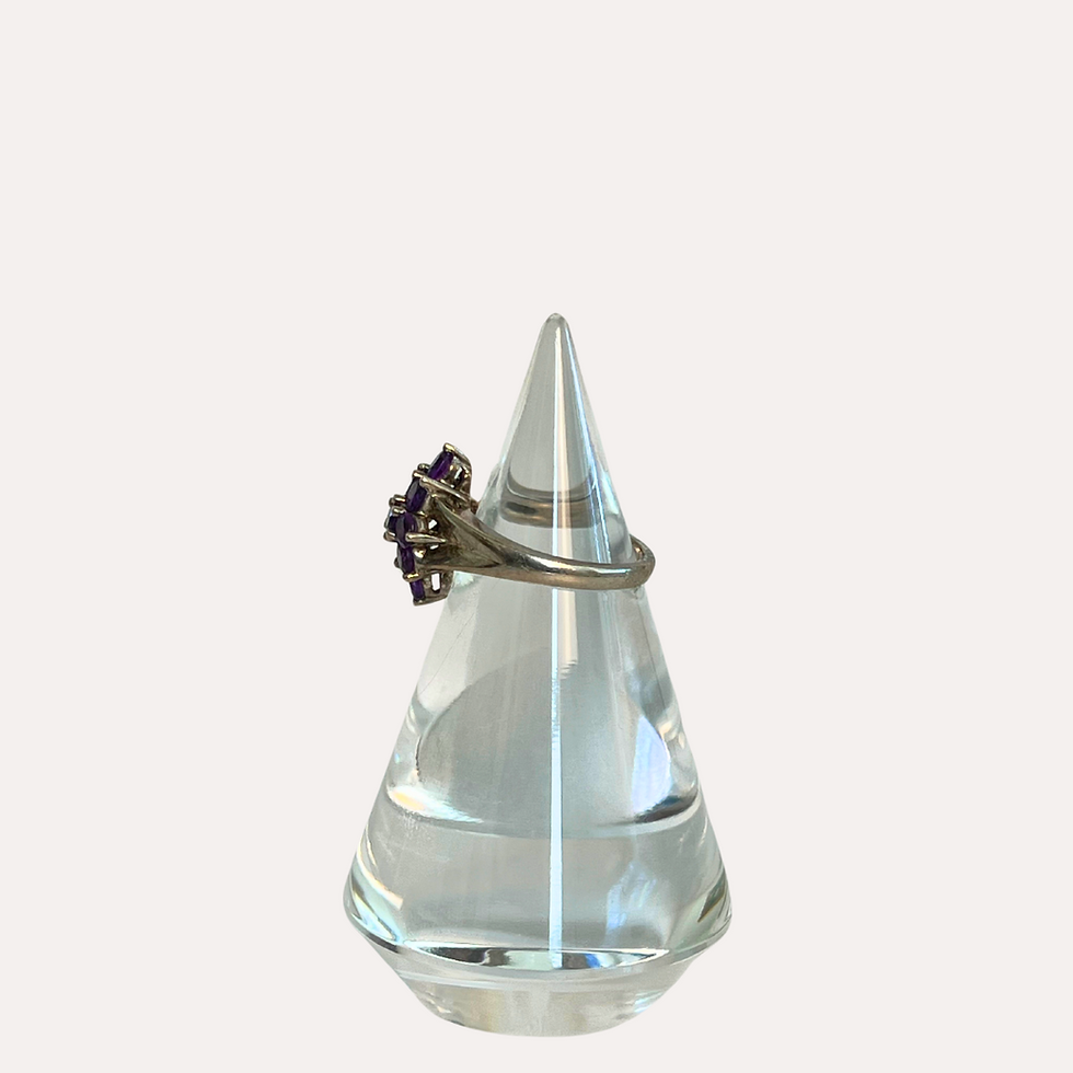 Thumbnail: Vintage Round Faux Amethyst Sterling Silver Ring