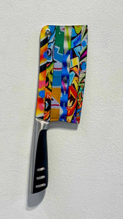 kitchen art, graffiti, fine art, knife, cleaver, photography, photography collage, collage, leave it to cleaver