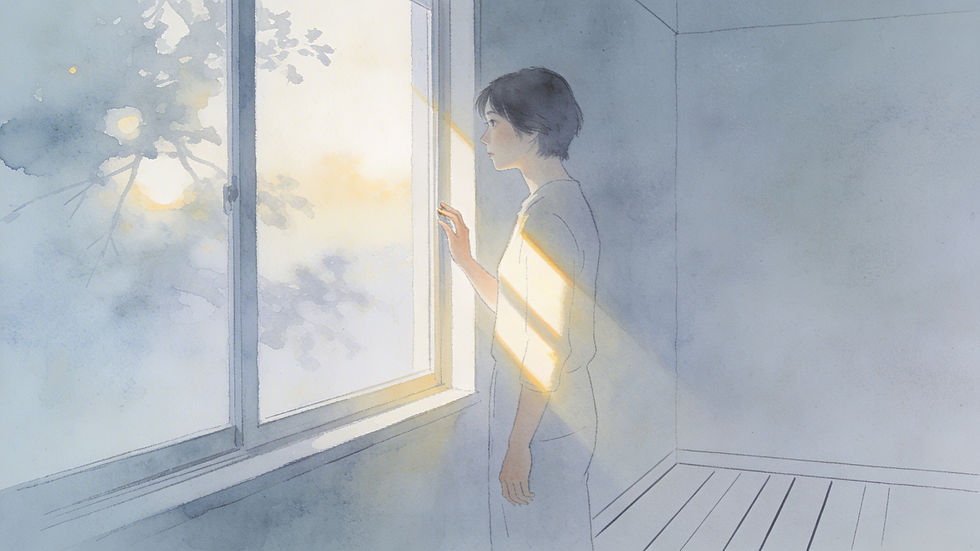 一個象徵慢下來與內在停頓的安靜時刻，邀請人暫時放下外在節奏，回到自身感受。