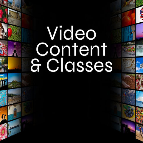 Video Content & Classes on black background