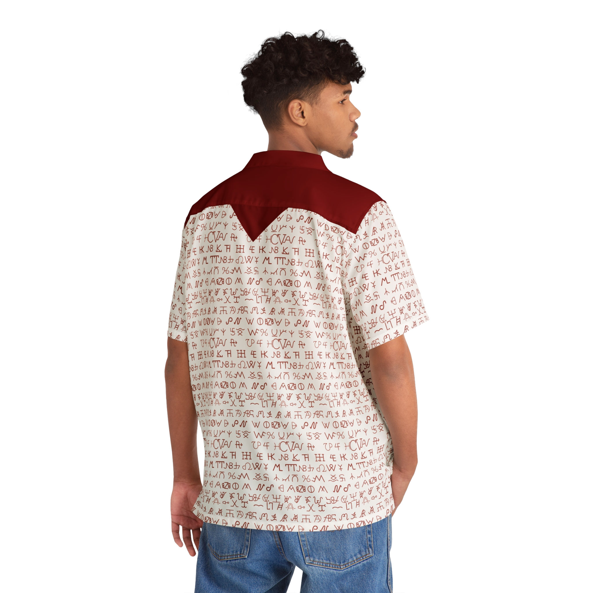 Cattle Brand Red - Men's Classic White Short Sleeve Button-Up Shirt