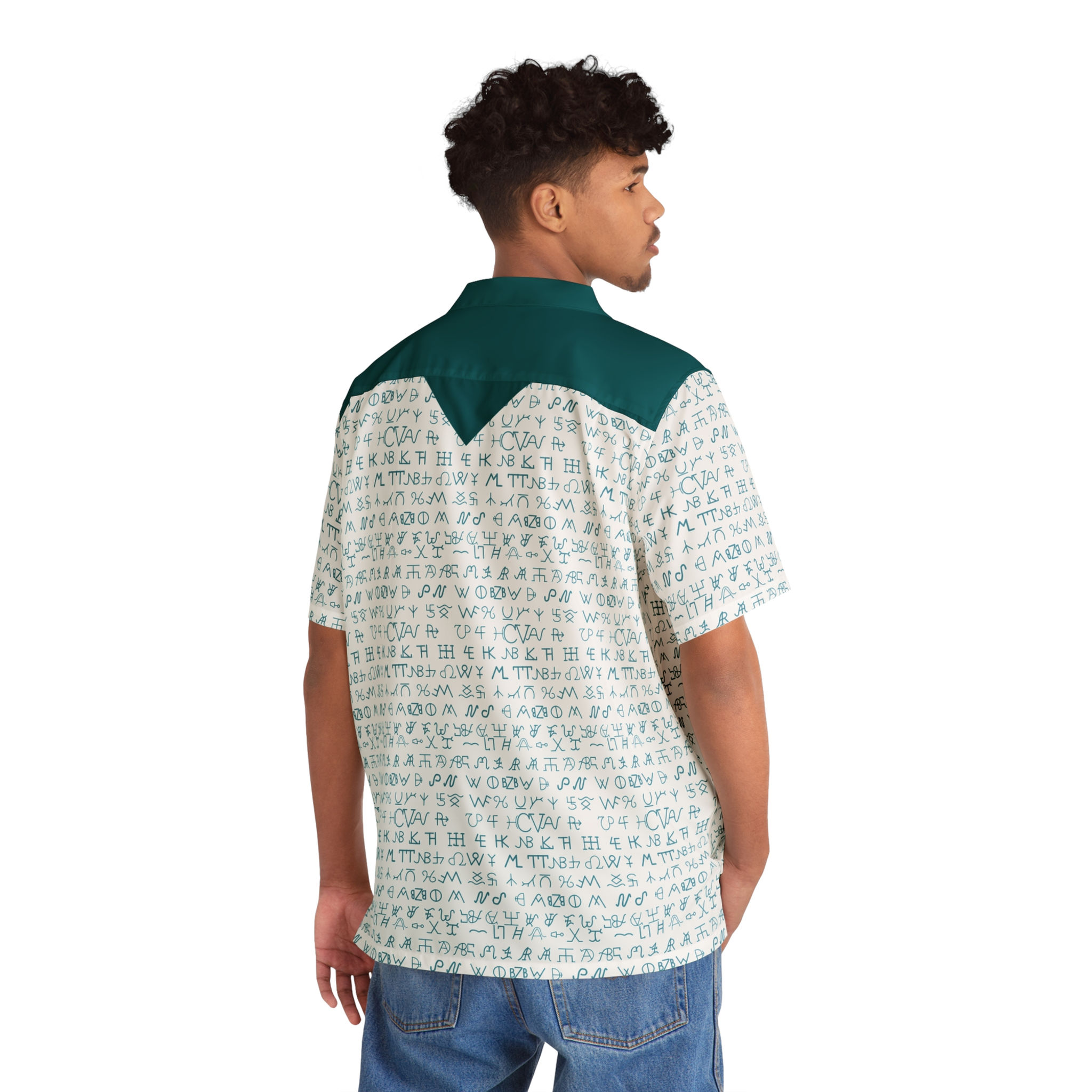 Cattle Brand Blue - Men's Classic White Short Sleeve Button-Up Shirt