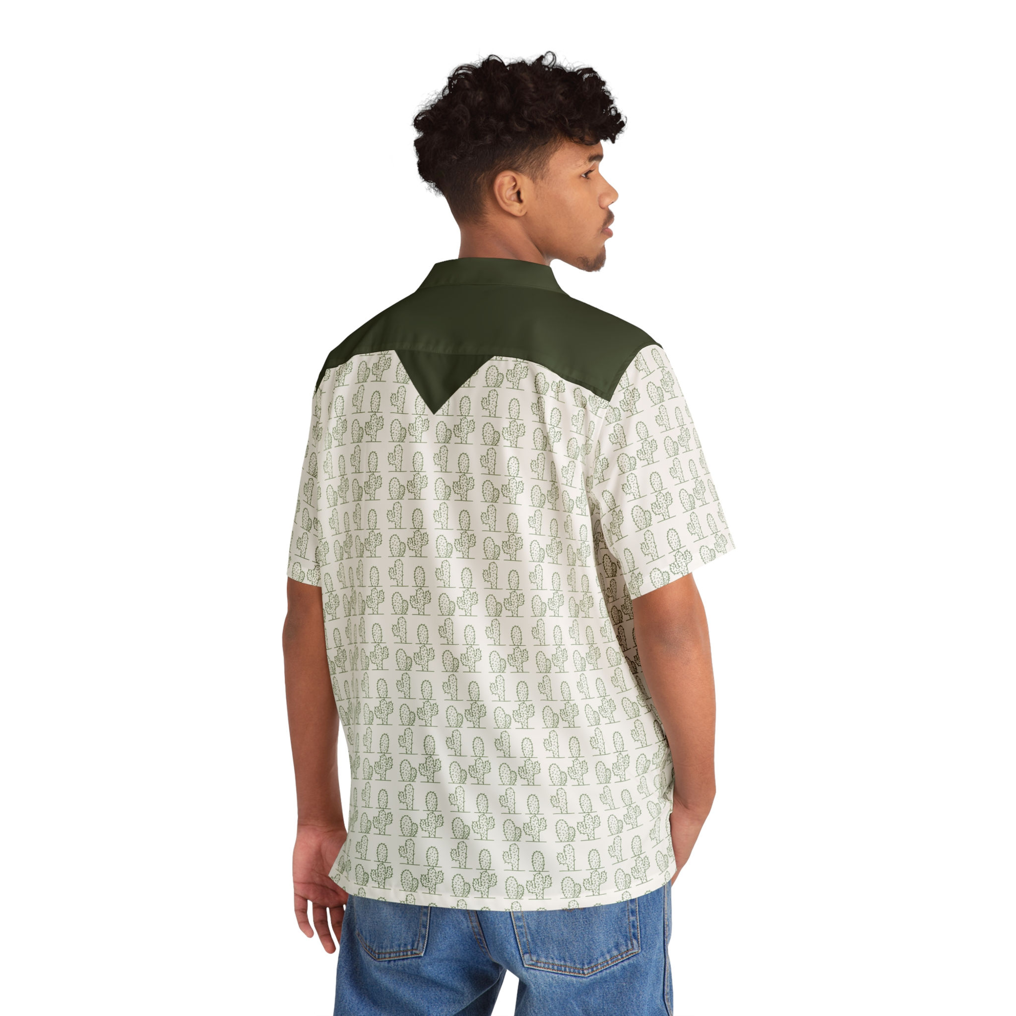 Saguaro Symphony - Men's Classic White Short Sleeve Button-Up Shirt