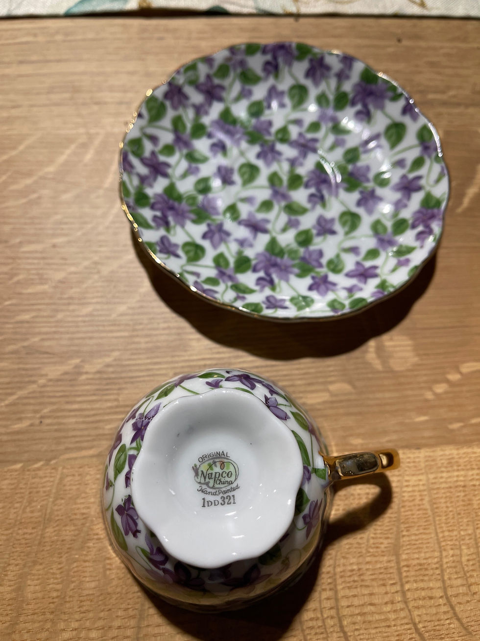 Thumbnail: Original Napco violets  teacup and saucer 