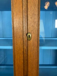 Thumbnail: Antique solid oak carved cabinet hutch 